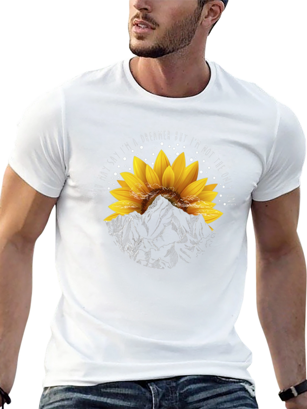 Dreamer Sunflower Mountain Graphic T-Shirt