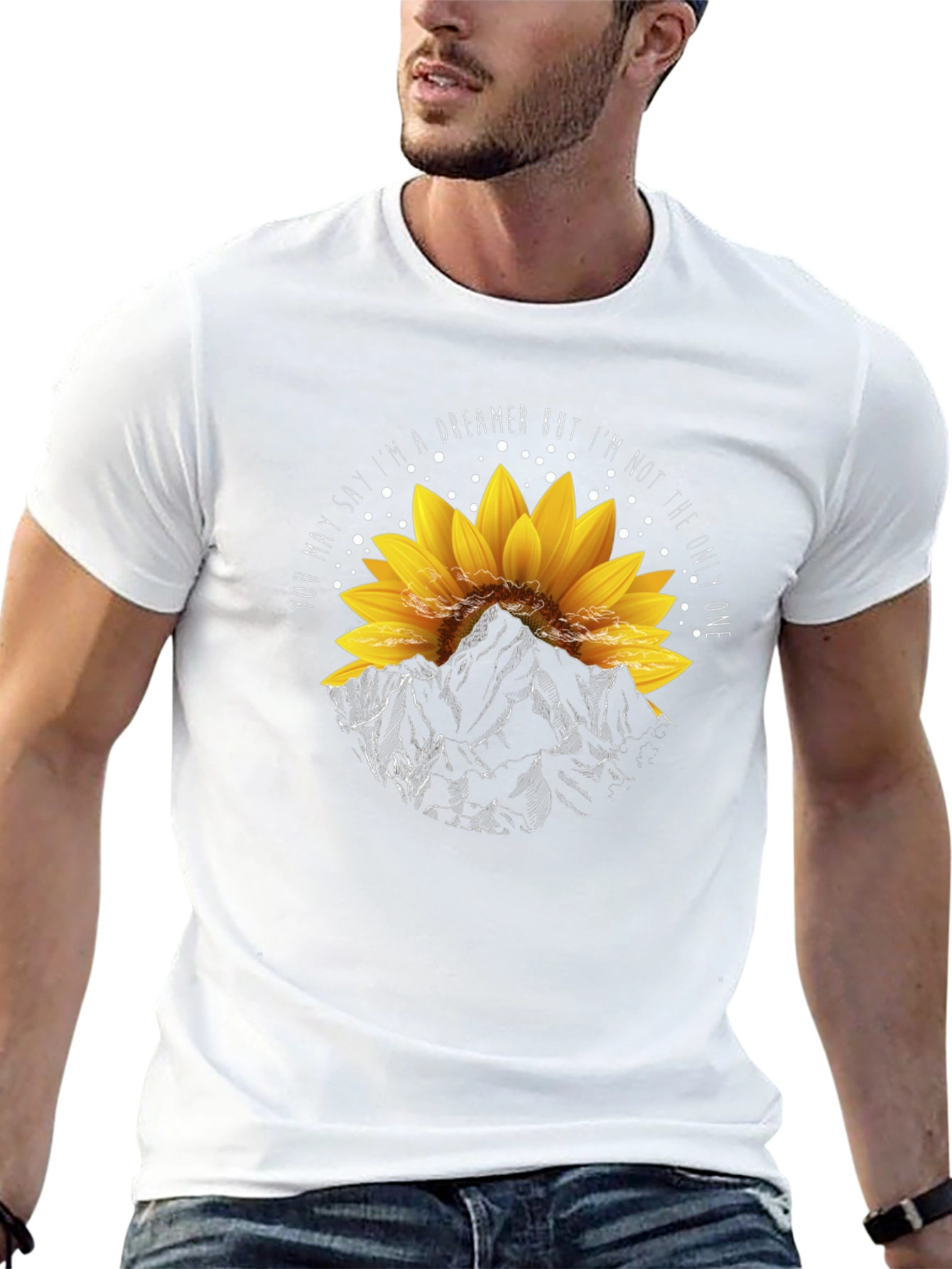 Dreamer Sunflower Mountain Graphic T-Shirt