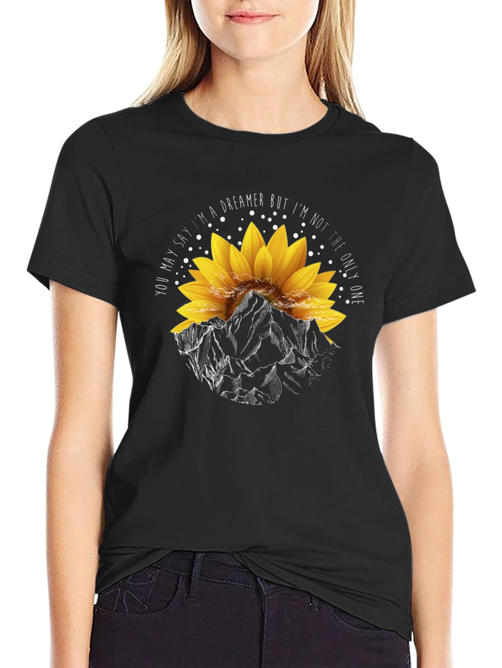 Dreamer Sunflower Mountain Graphic T-Shirt