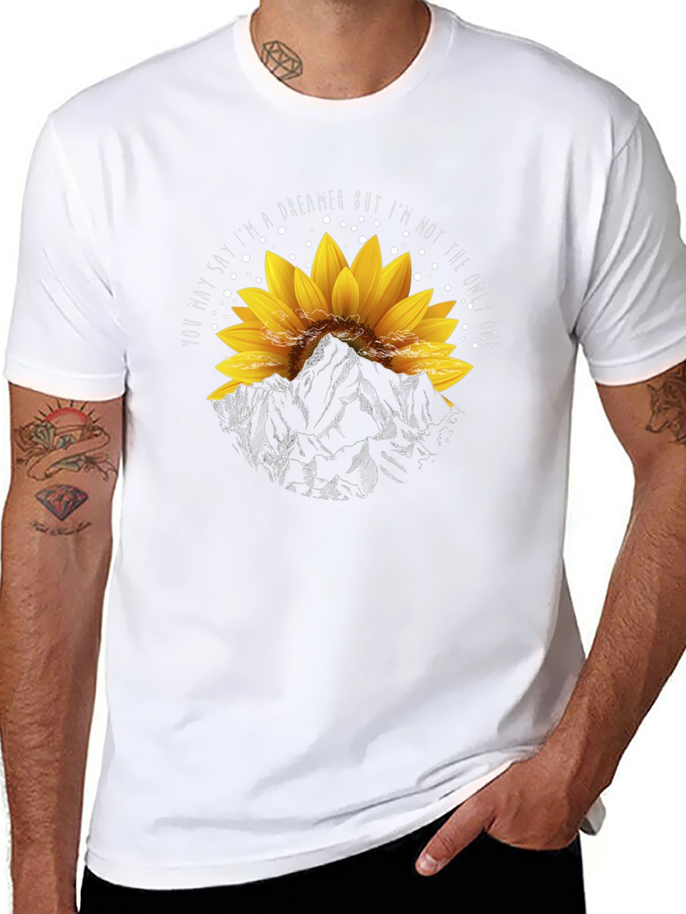 Dreamer Sunflower Mountain Graphic T-Shirt