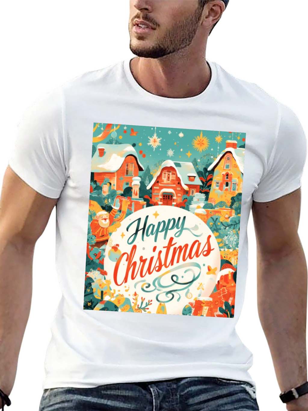 Festive Christmas Village Graphic Tee