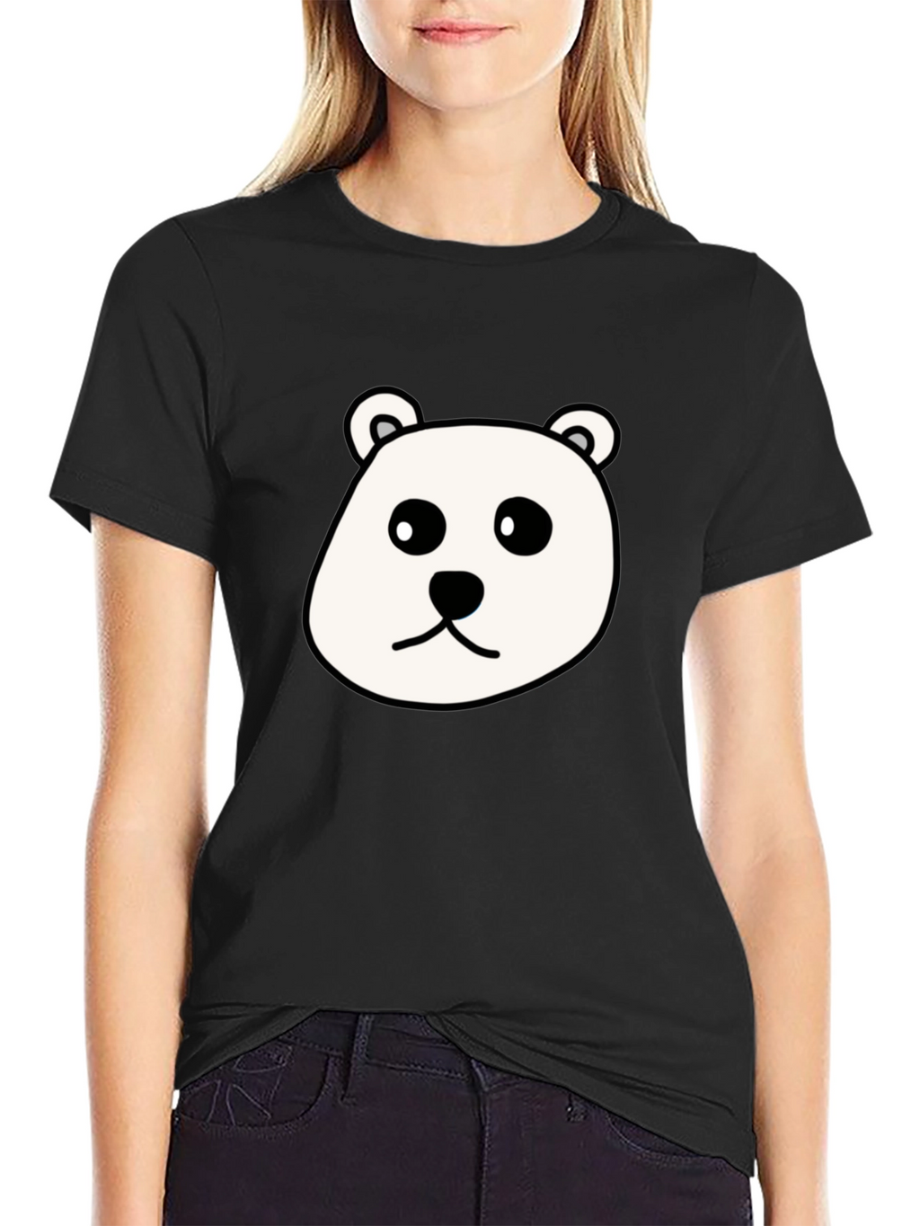 Cute Panda Bear Graphic Black T-Shirt