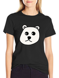 Cute Panda Bear Graphic Black T-Shirt