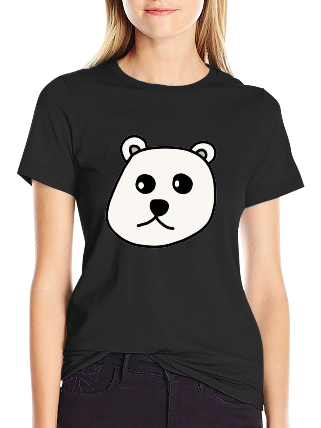 Cute Panda Bear Graphic Black T-Shirt