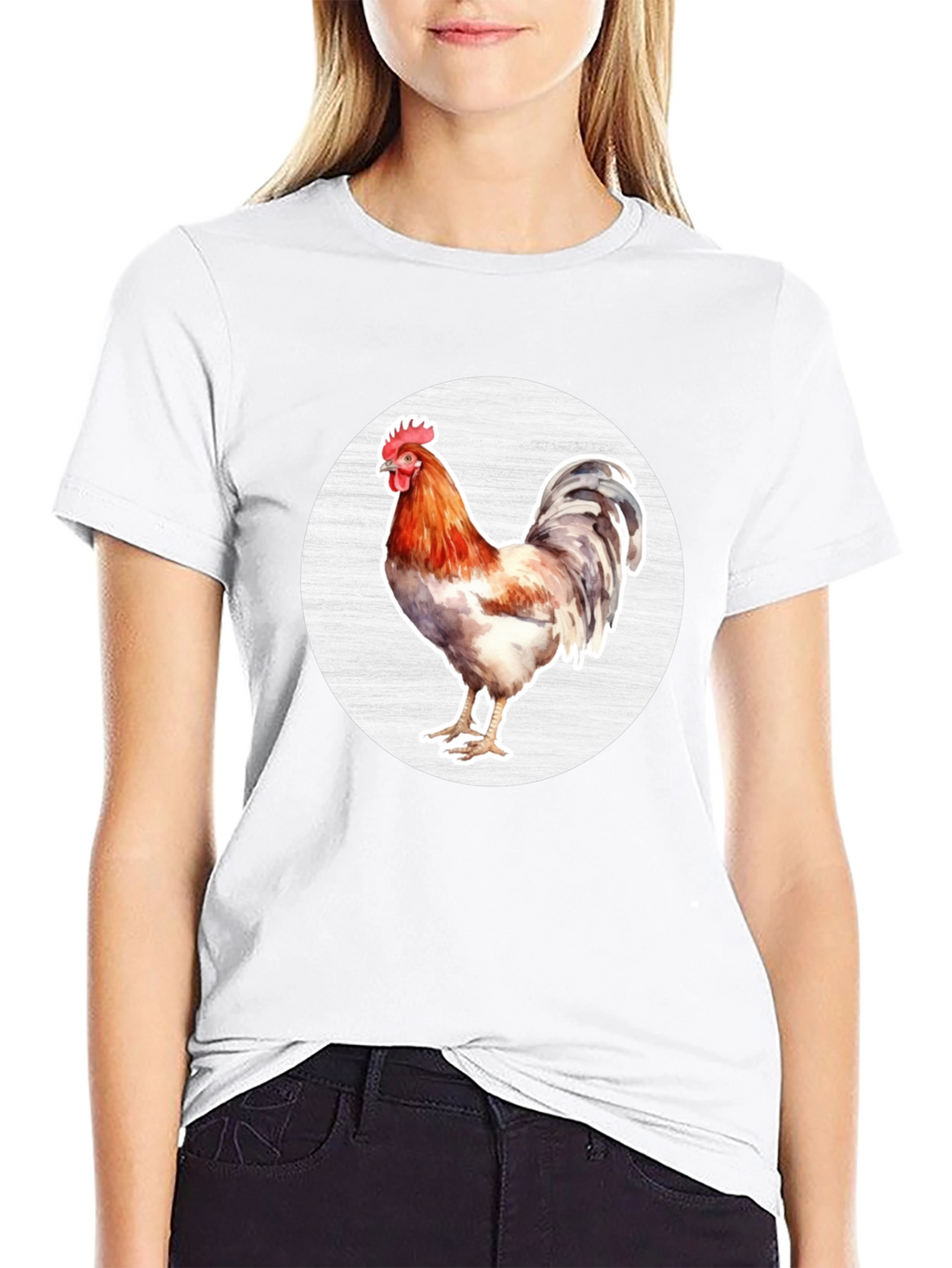 Rooster Graphic T-Shirt - Black Cotton Tee
