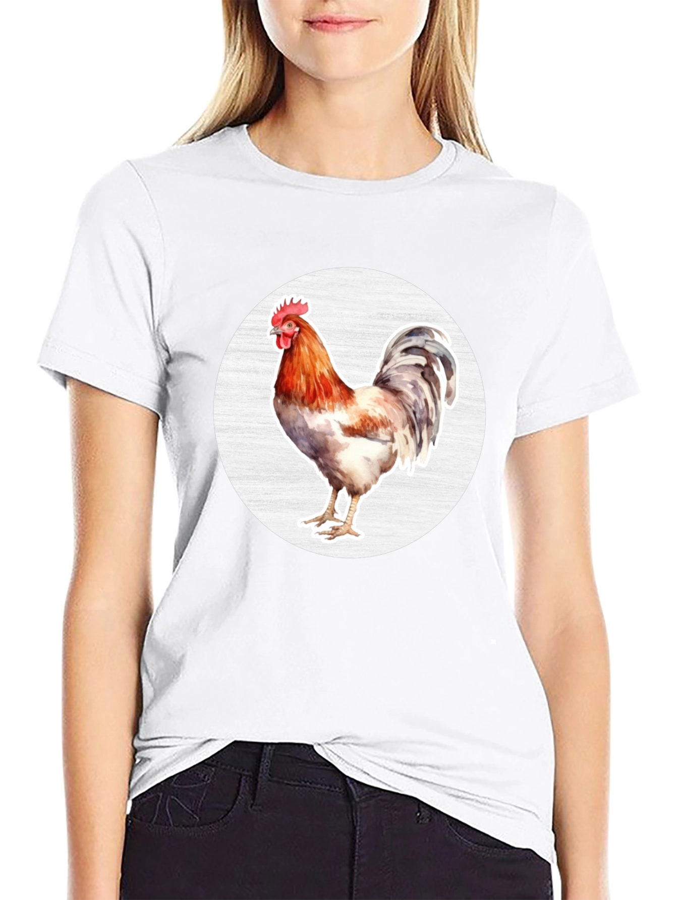 Rooster Graphic T-Shirt - Black Cotton Tee