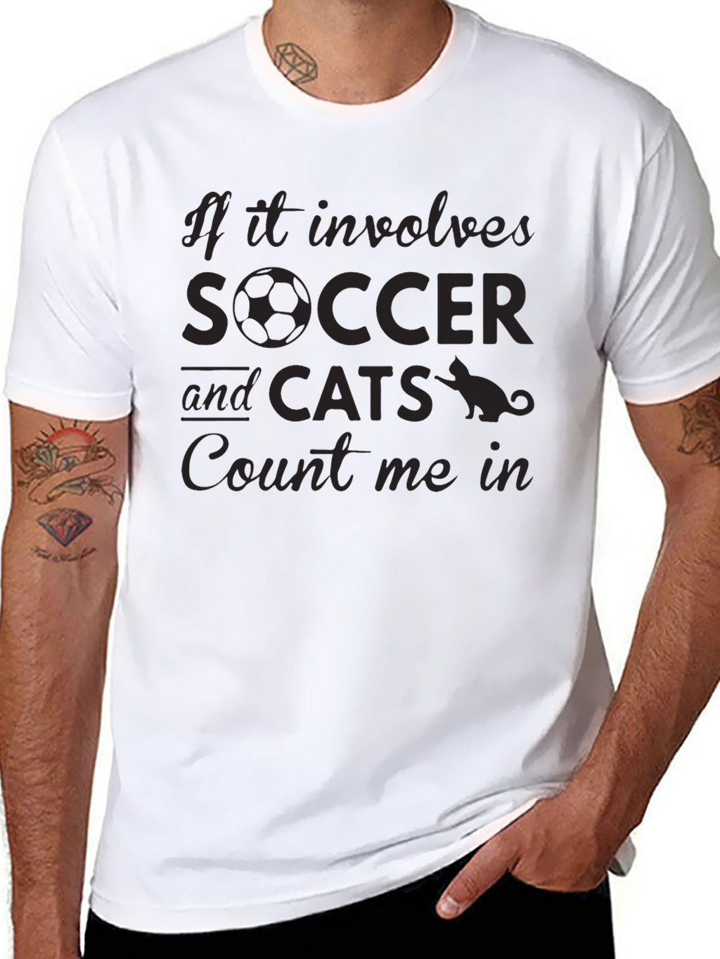 Soccer and Cats Graphic T-Shirt