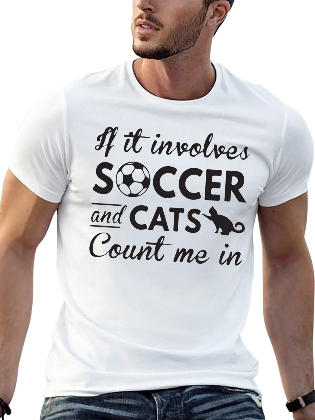Soccer and Cats Graphic T-Shirt