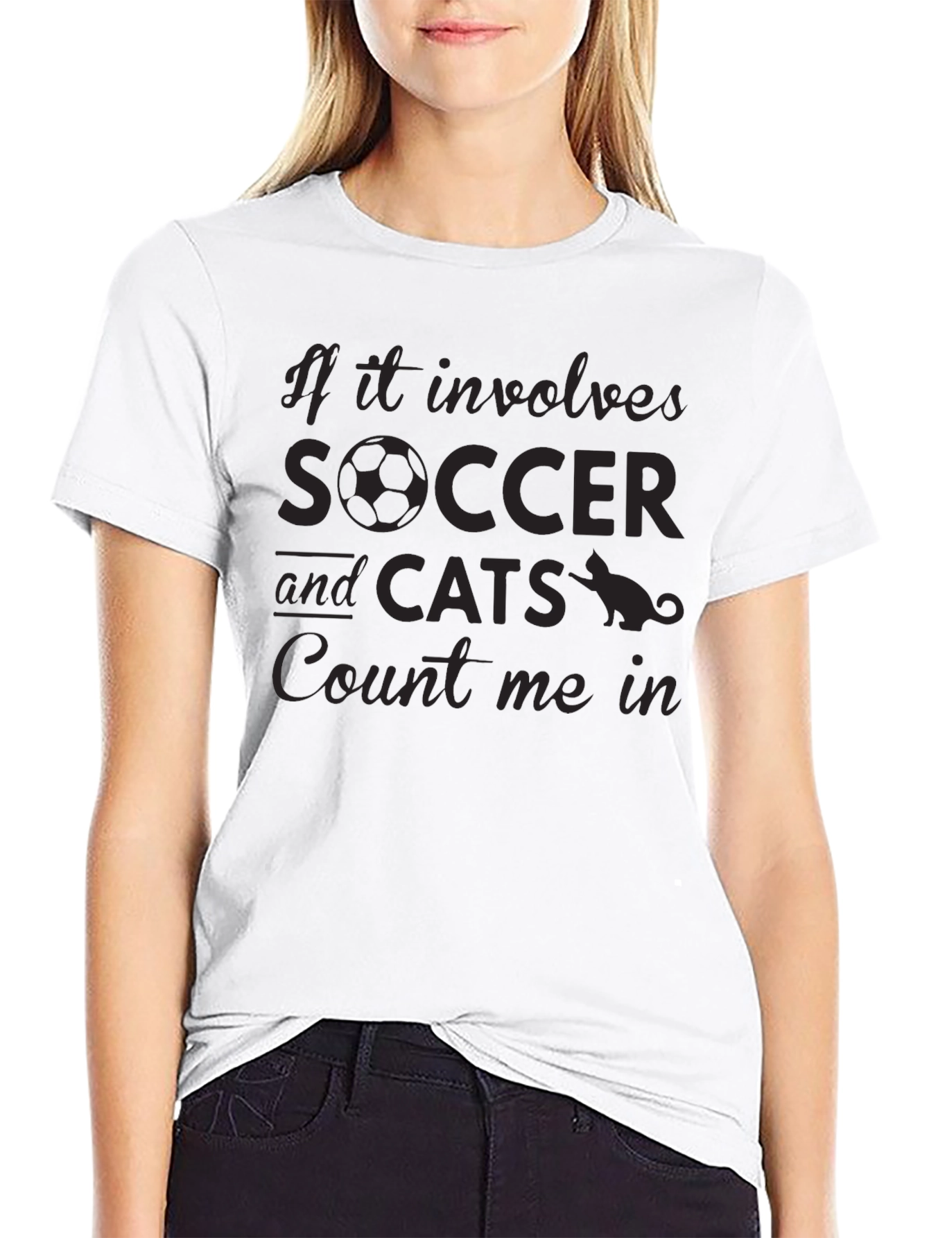 Soccer and Cats Graphic T-Shirt