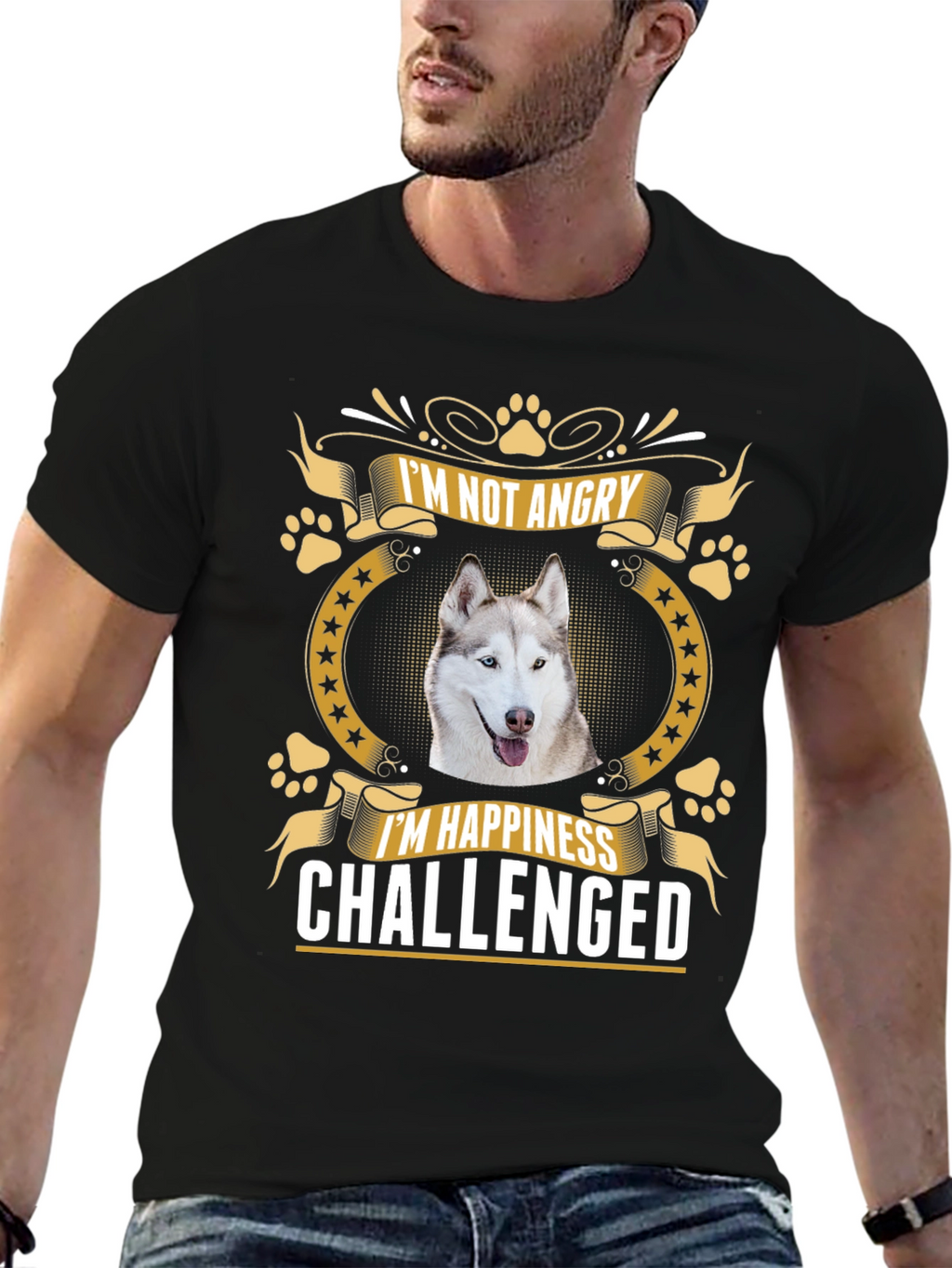 Im Not Angry Im Happiness Challenged Husky T-Shirt