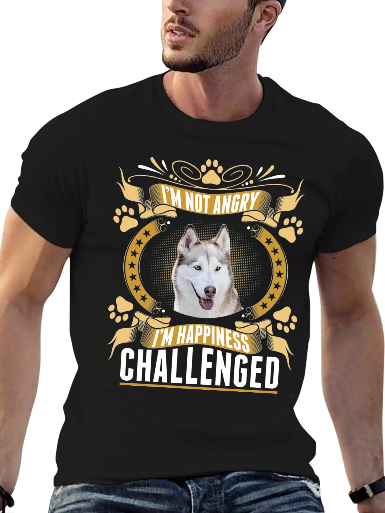 Im Not Angry Im Happiness Challenged Husky T-Shirt