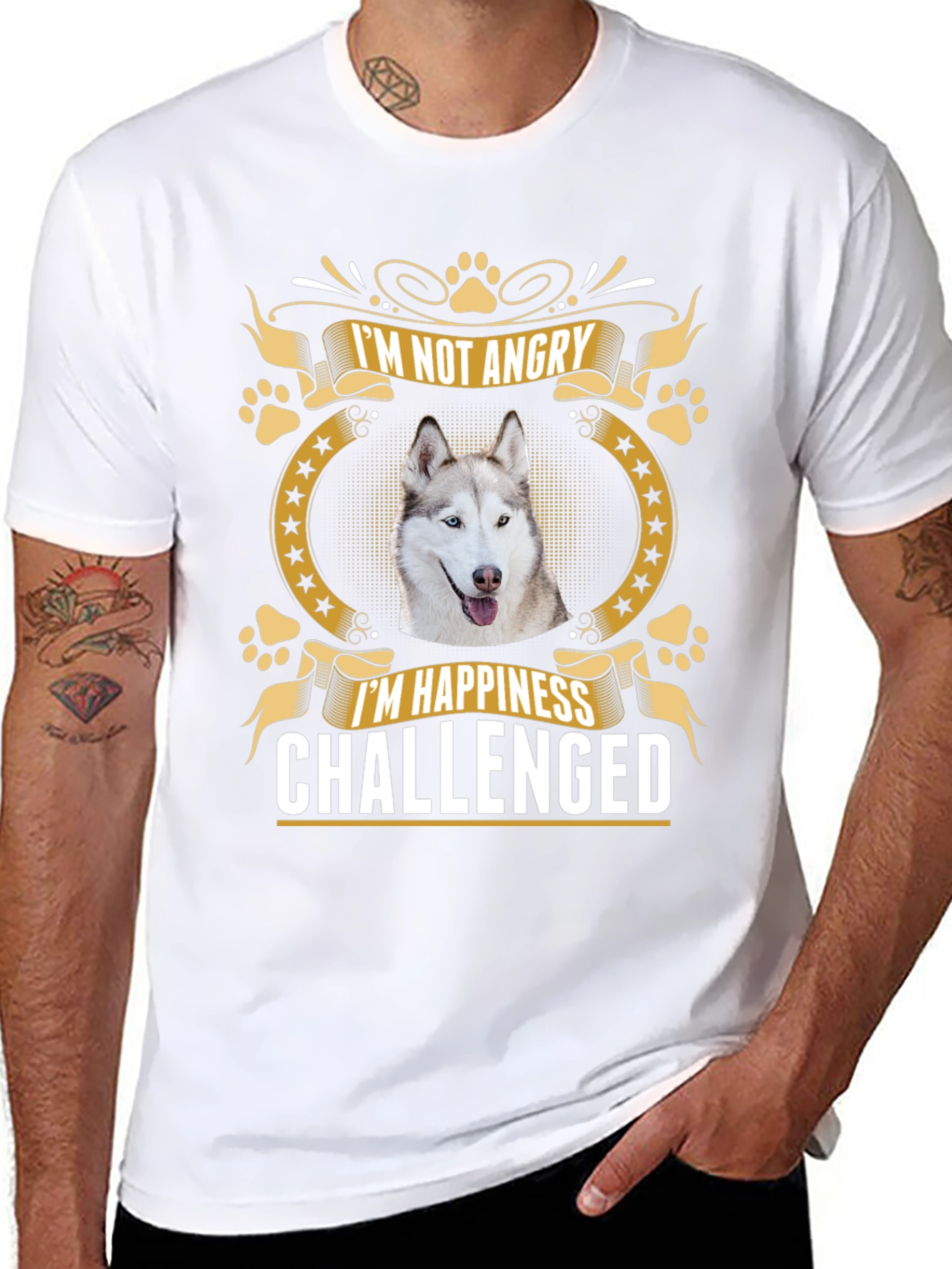 Im Not Angry Im Happiness Challenged Husky T-Shirt