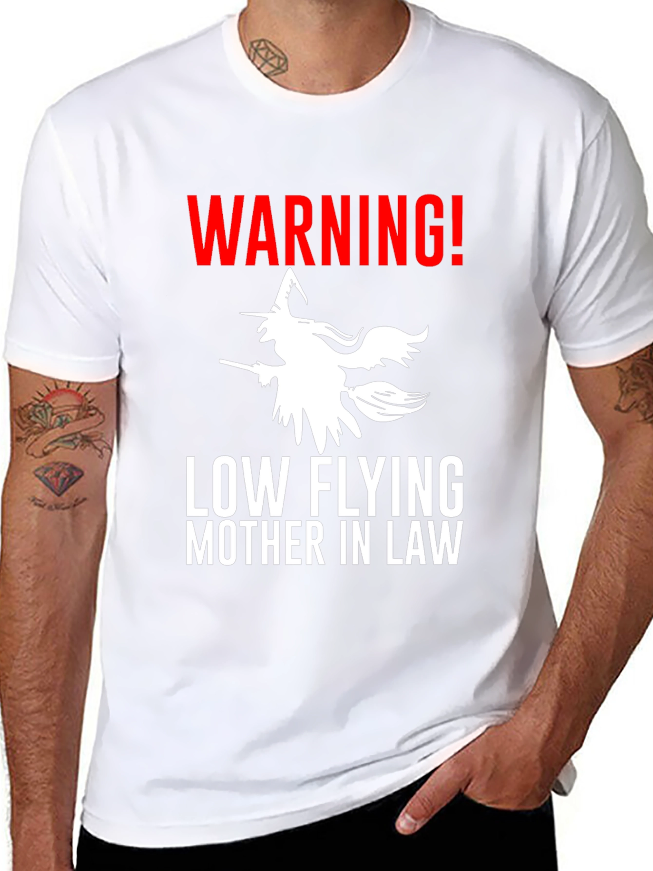 Warning Low Flying Mother In Law Graphic Tee