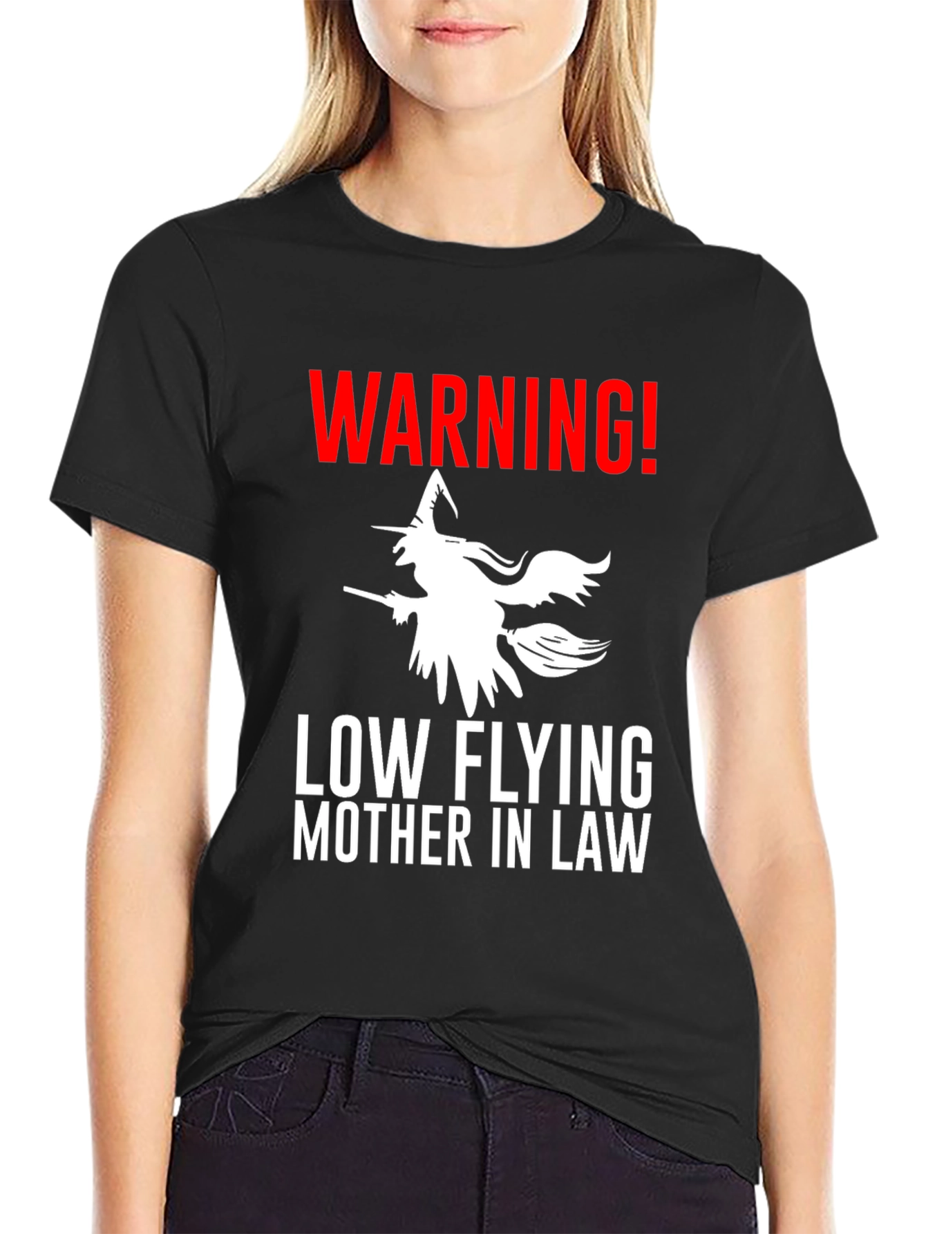 Warning Low Flying Mother In Law Graphic Tee