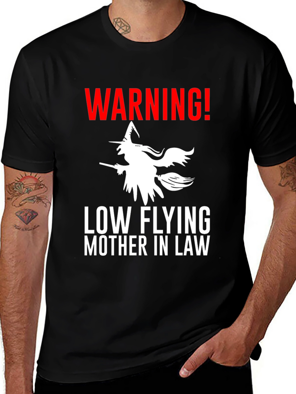 Warning Low Flying Mother In Law Graphic Tee
