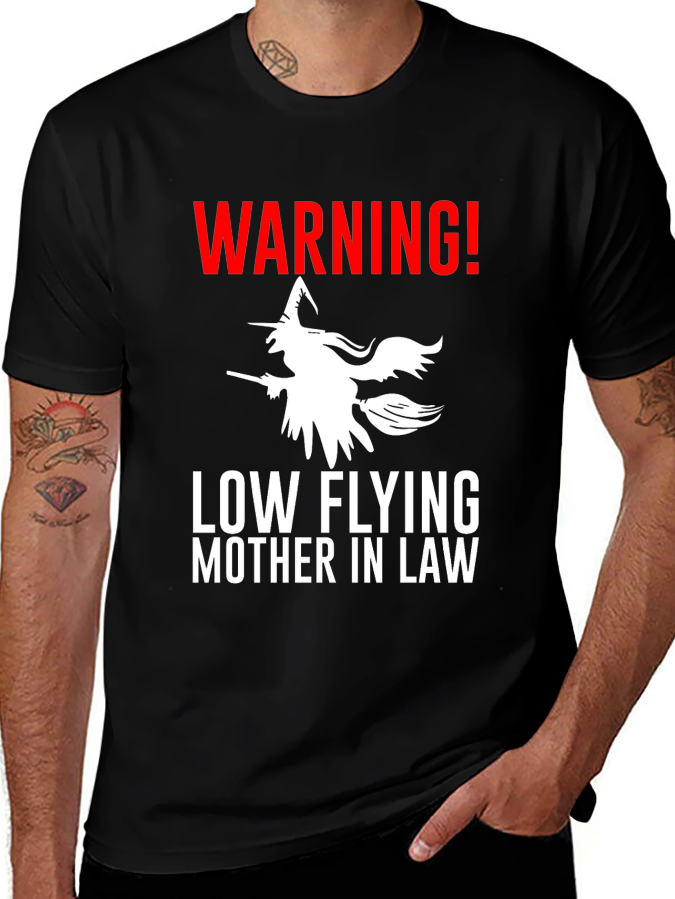 Warning Low Flying Mother In Law Graphic Tee