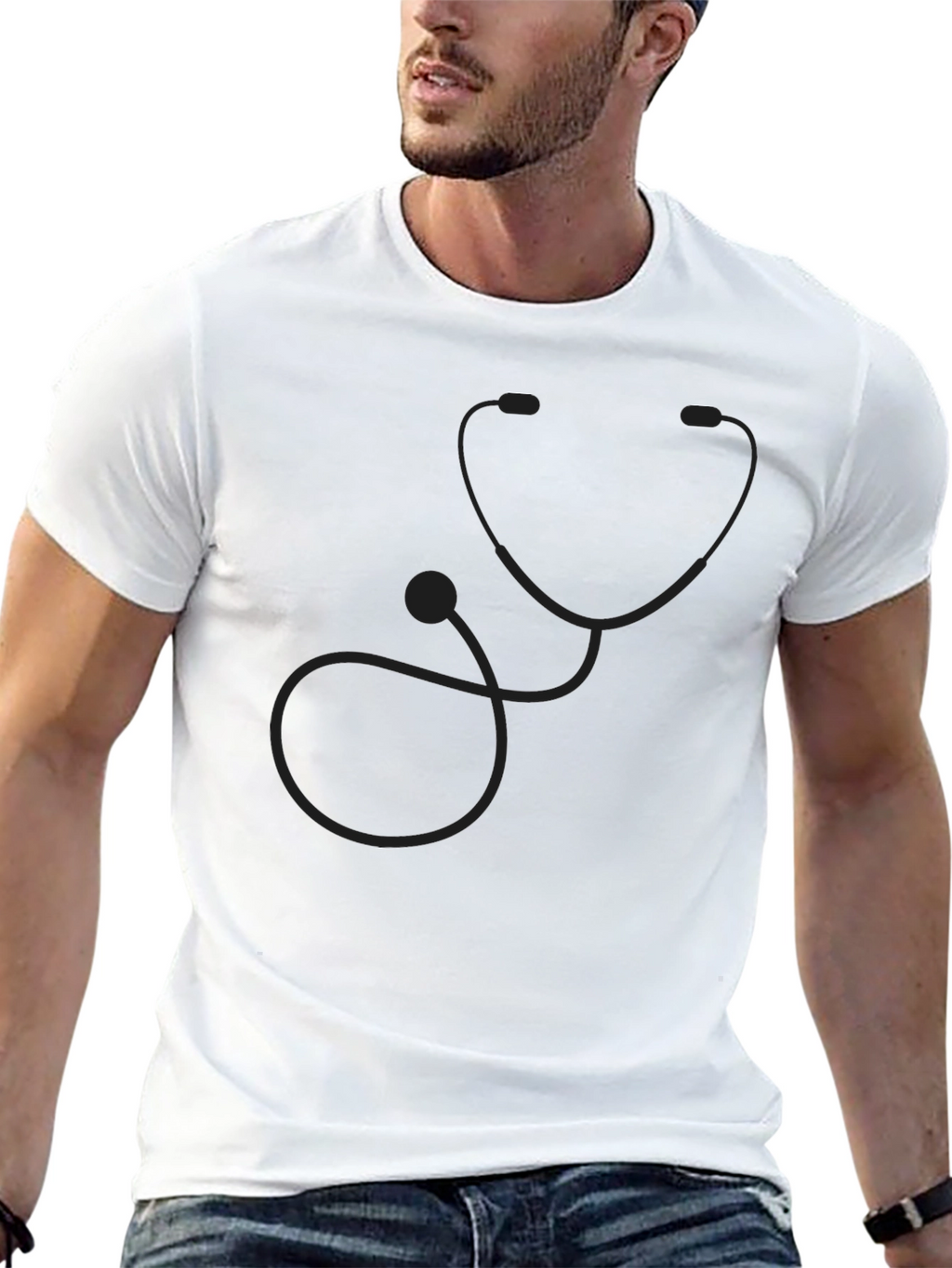 Black Stethoscope T-Shirt - Medical Professional Apparel