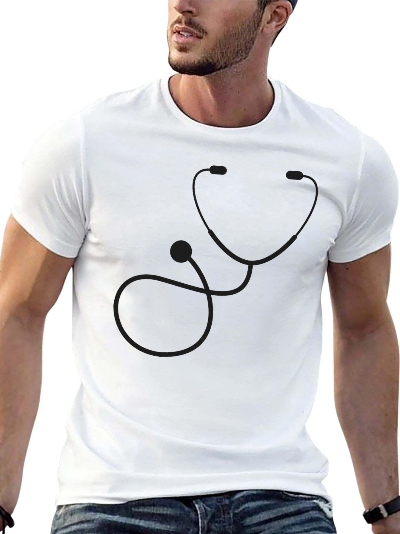 Black Stethoscope T-Shirt - Medical Professional Apparel