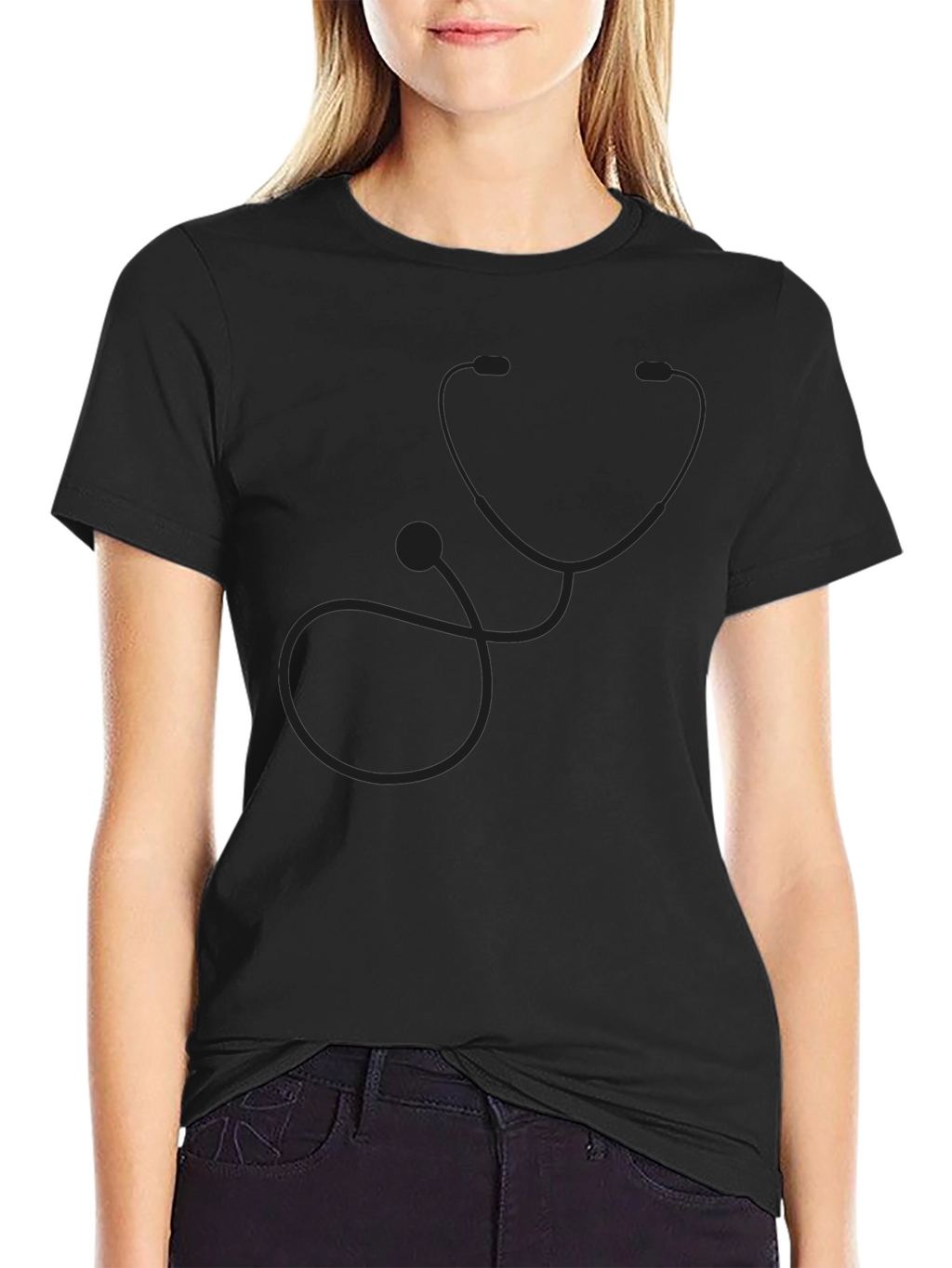 Black Stethoscope T-Shirt - Medical Professional Apparel