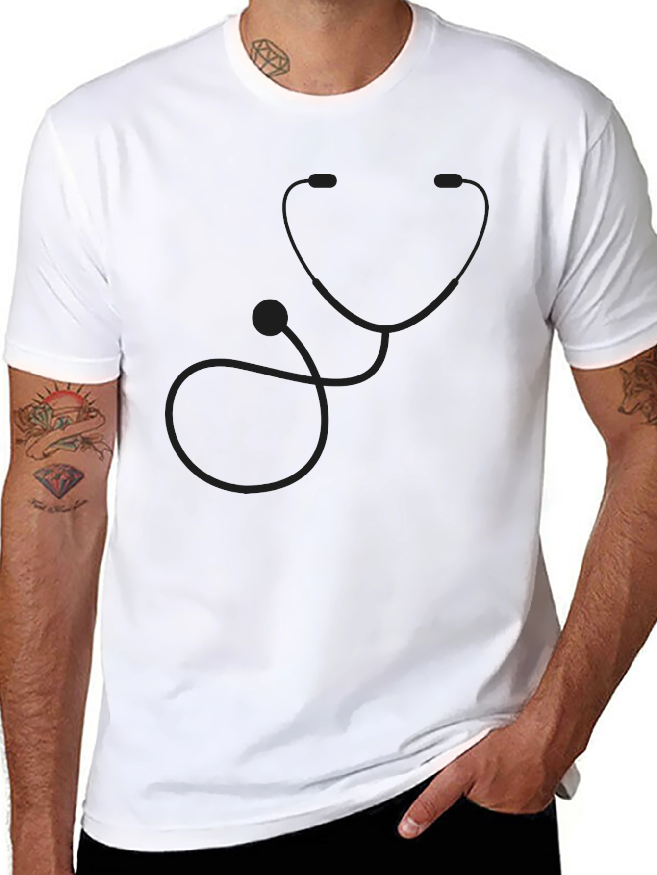 Black Stethoscope T-Shirt - Medical Professional Apparel