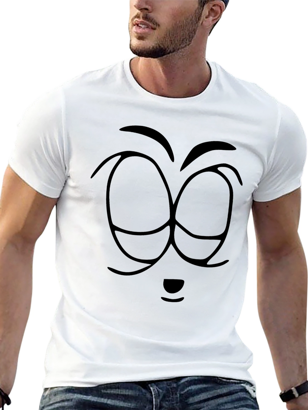 Black Cartoon Face Graphic T-Shirt