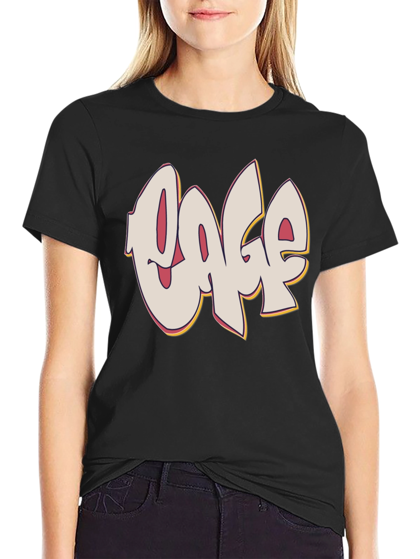 Graffiti Style Text Graphic Black T-Shirt