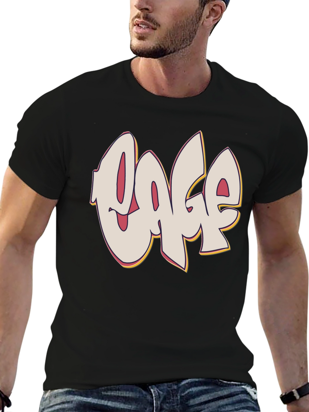 Graffiti Style Text Graphic Black T-Shirt