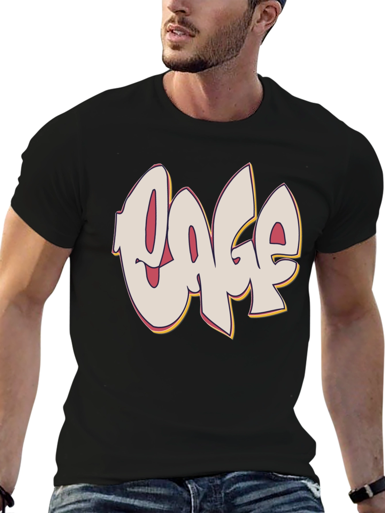 Graffiti Style Text Graphic Black T-Shirt