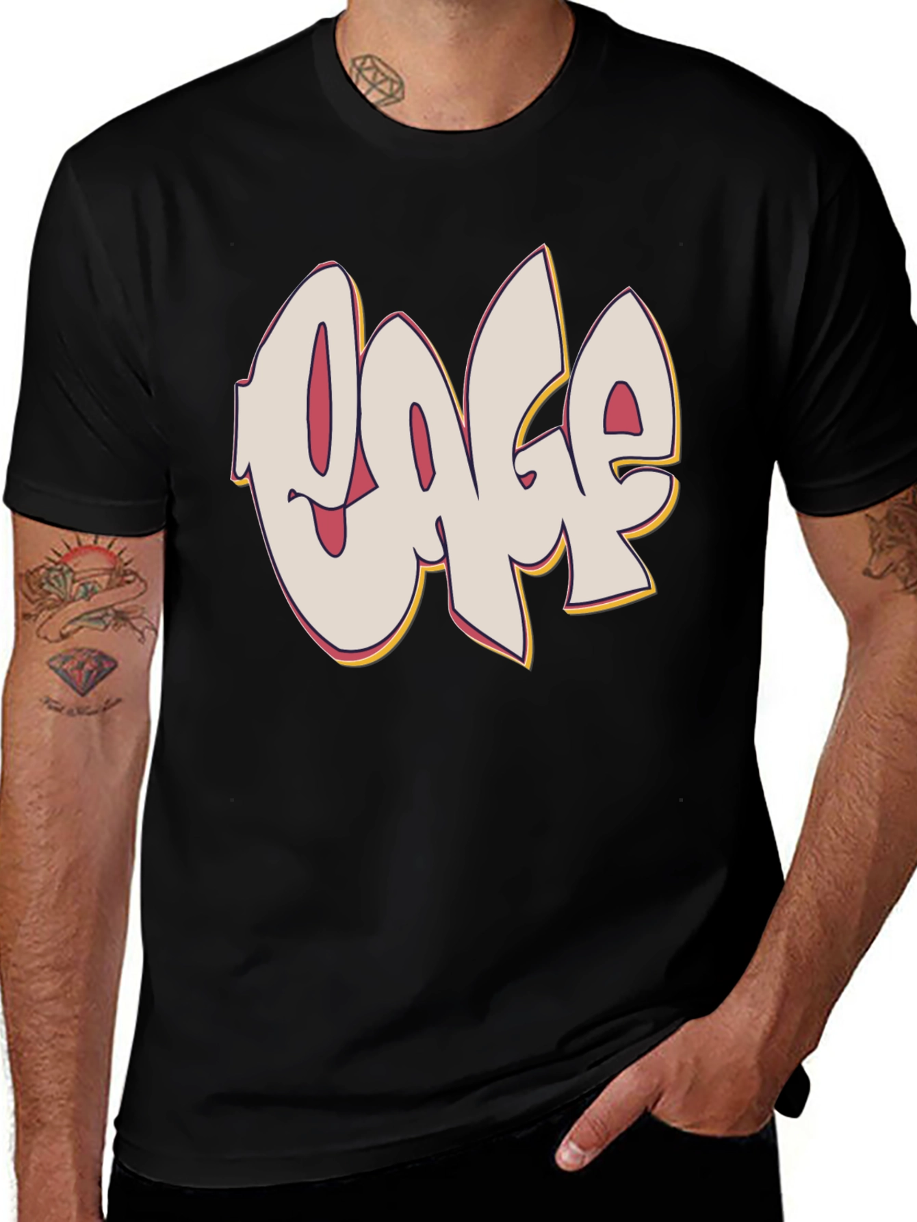 Graffiti Style Text Graphic Black T-Shirt