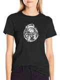 Astronaut Cat Graphic Tee - Black Cotton Blend