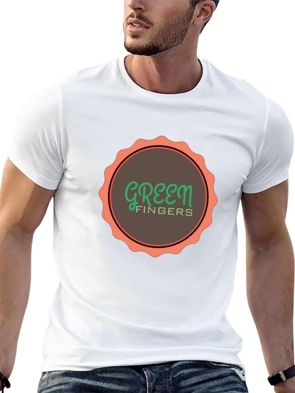 Green Fingers Graphic Print Black T-Shirt