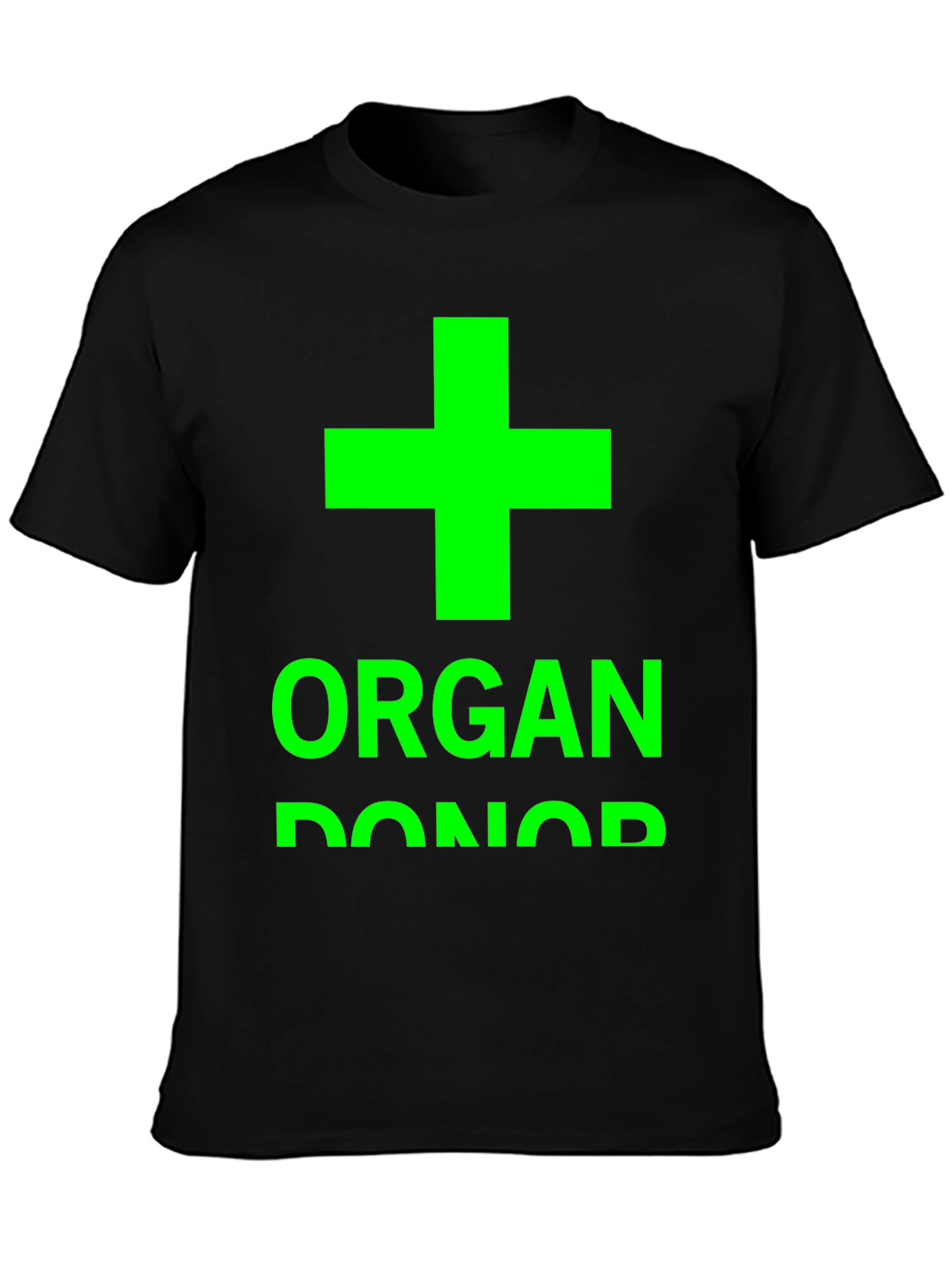 Organ Donor T-Shirt - Green Symbol Black Tee