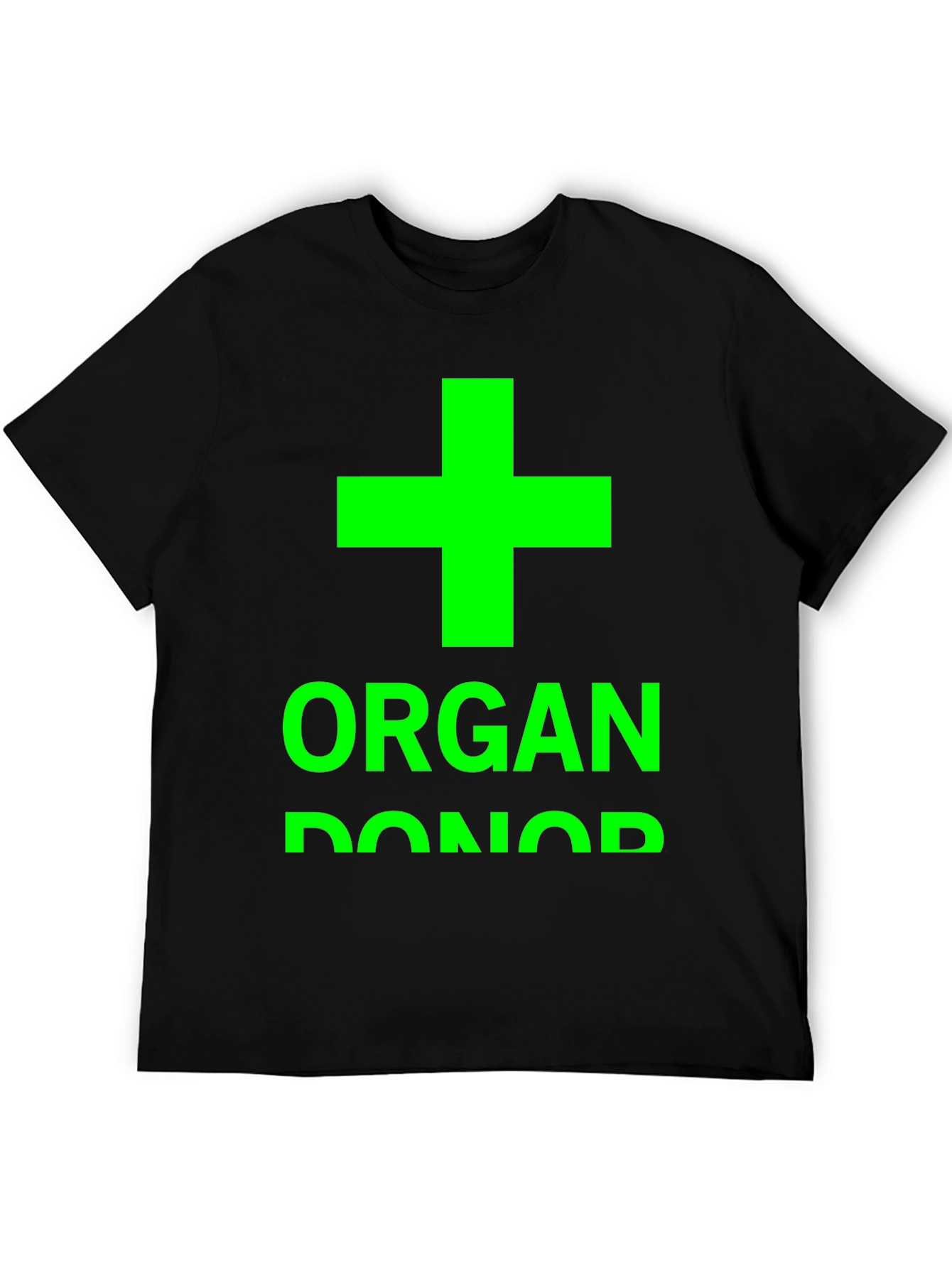 Organ Donor T-Shirt - Green Symbol Black Tee
