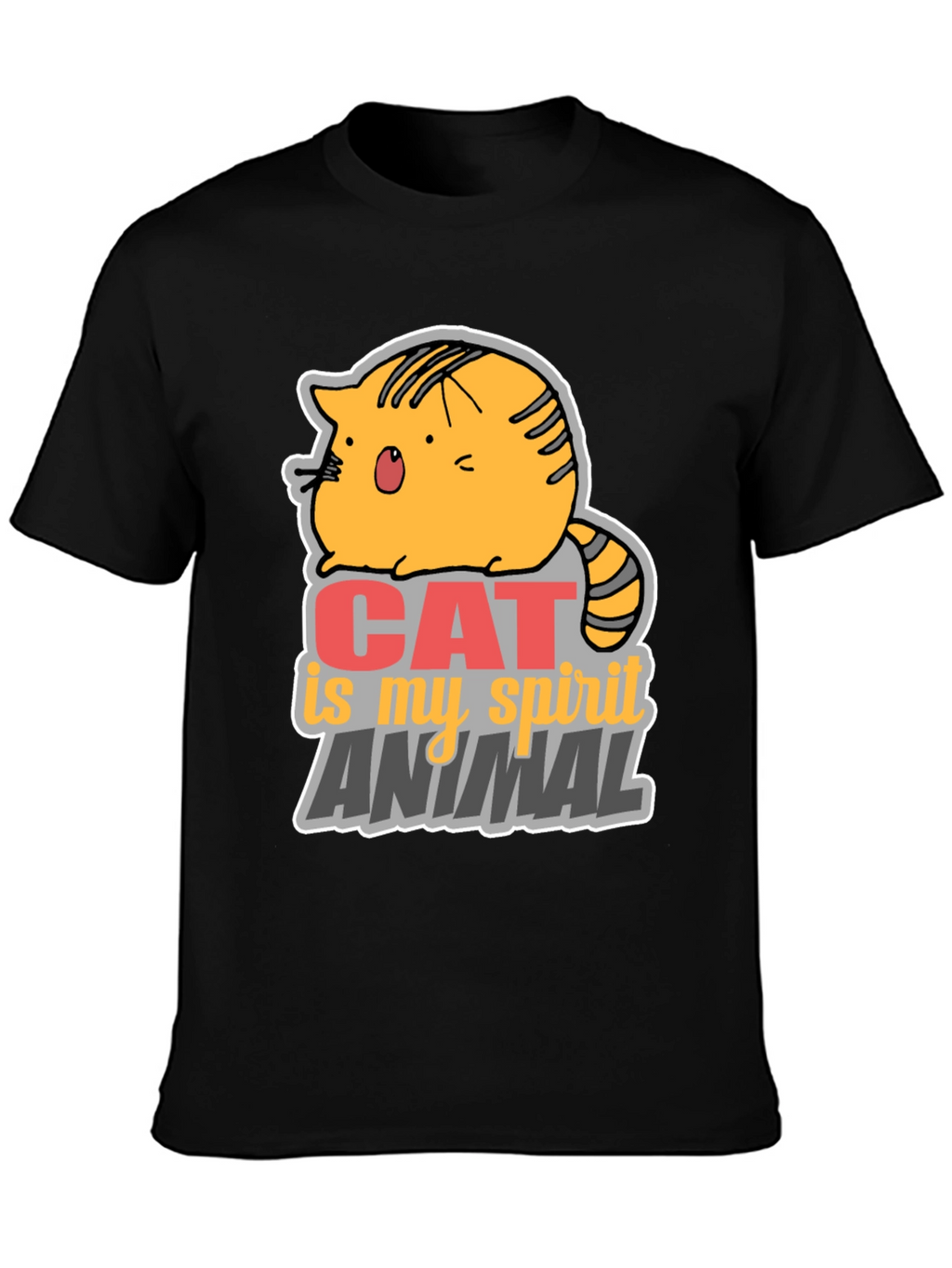 Cat is My Spirit Animal Black T-Shirt
