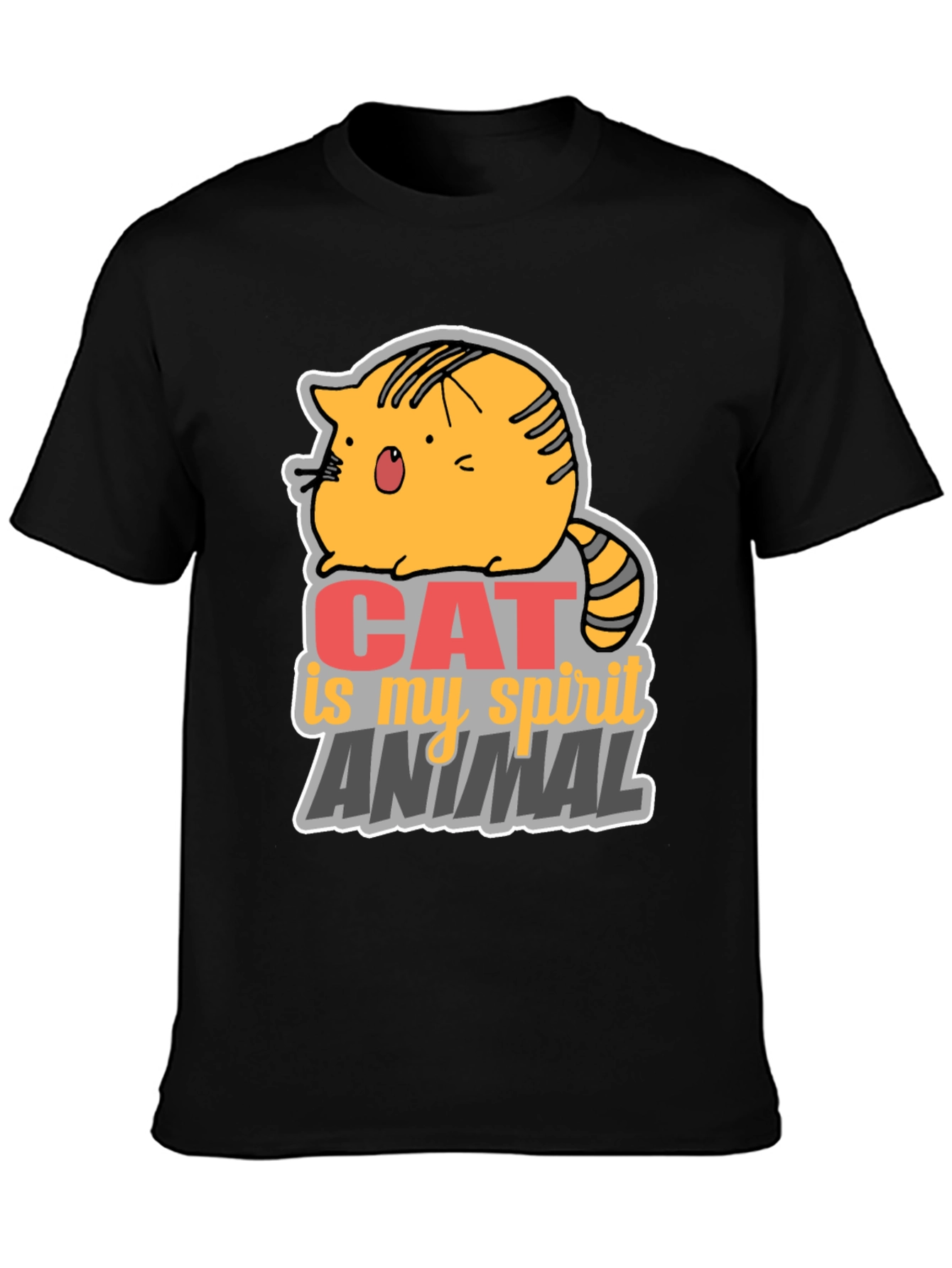 Cat is My Spirit Animal Black T-Shirt