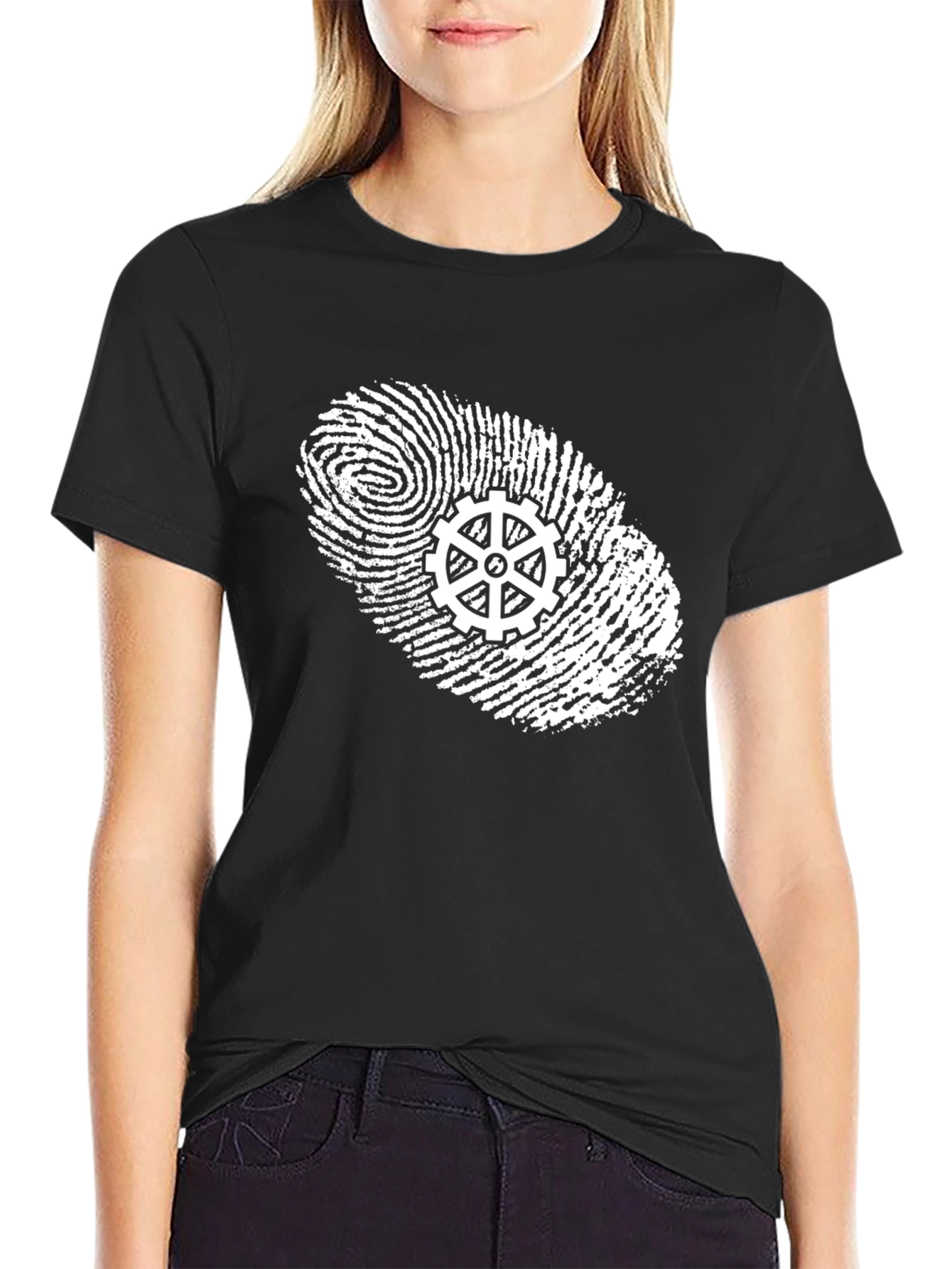 Unique Fingerprint Gear T-Shirt - Black