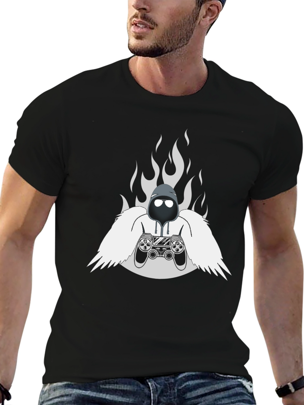 Gamer Spirit Graphic Tee - Black Cotton T-Shirt