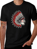 Native American Chief Graphic Black T-Shirt
