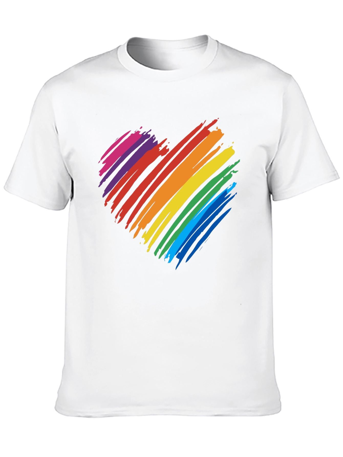 Rainbow Heart Graphic T-Shirt - Black Cotton Blend