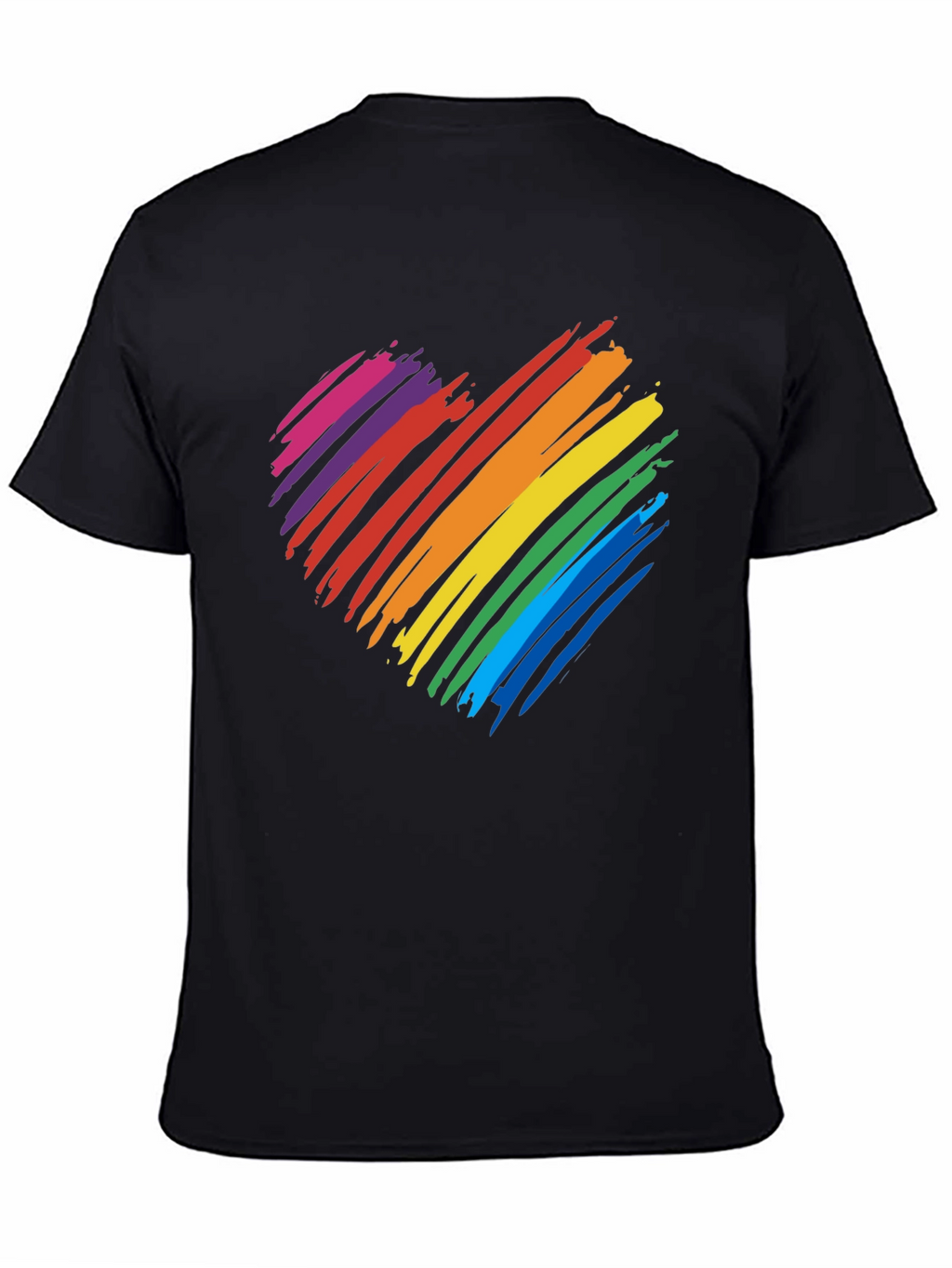 Rainbow Heart Graphic T-Shirt - Black Cotton Blend