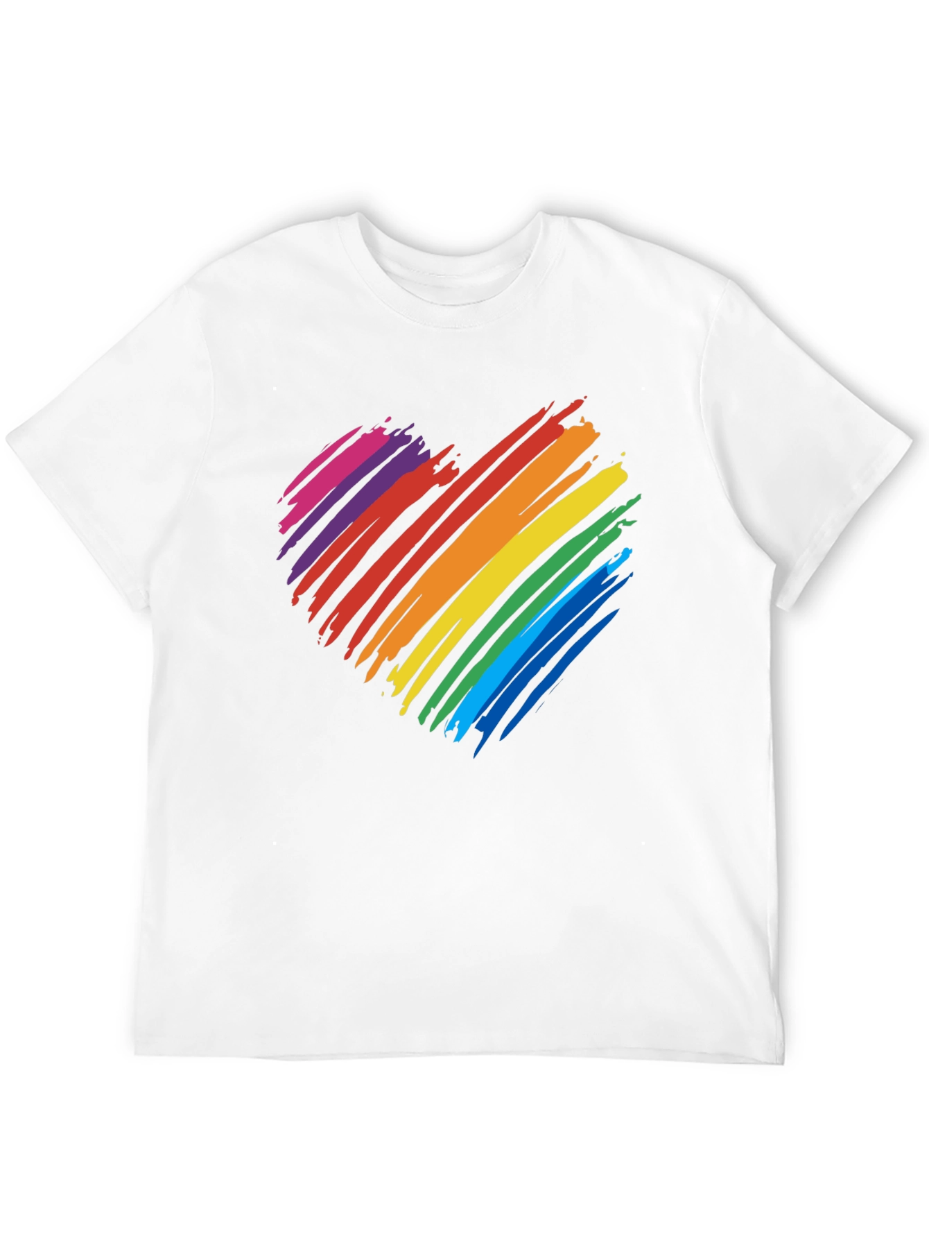 Rainbow Heart Graphic T-Shirt - Black Cotton Blend
