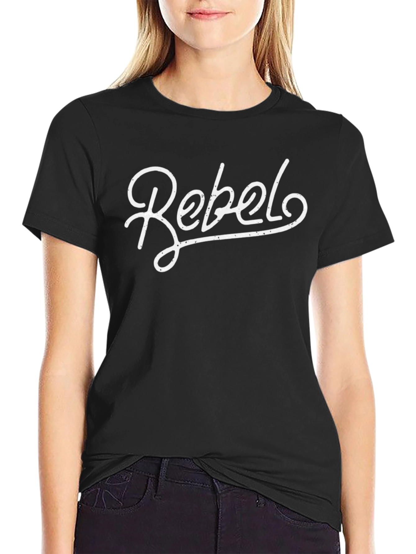 Rebel Graphic Tee - Black Cotton Casual