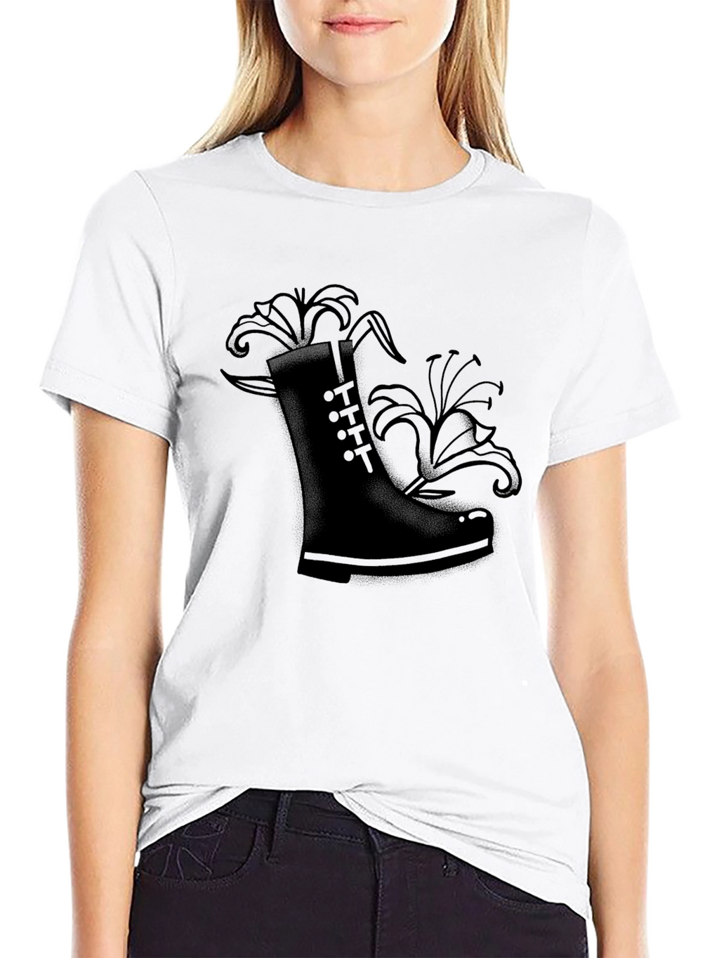 Black Boot and Lily Graphic Tee