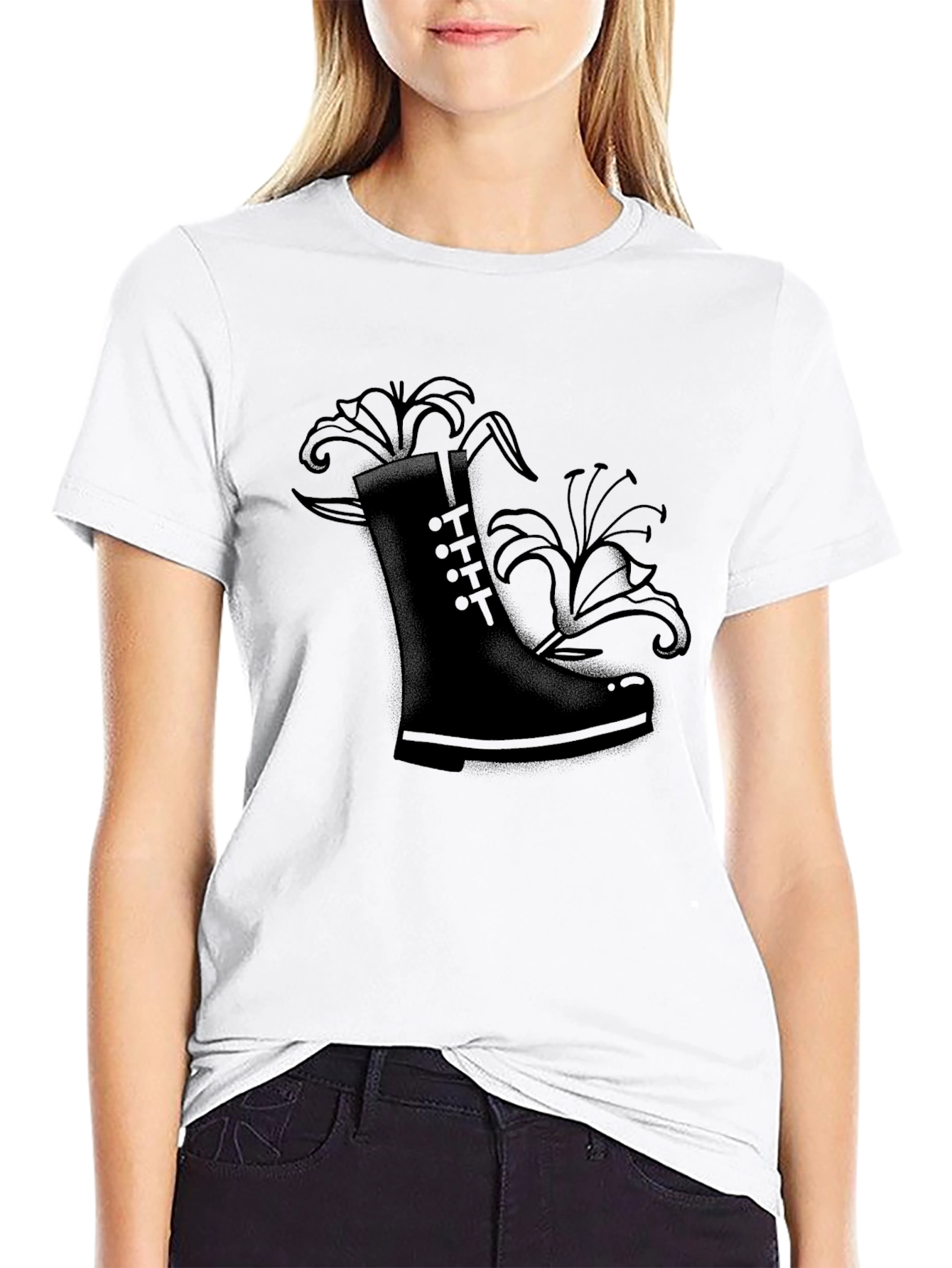 Black Boot and Lily Graphic Tee