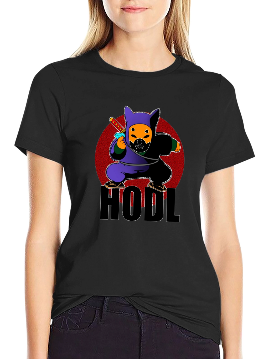 HODL Crypto Dog Ninja Graphic T-Shirt