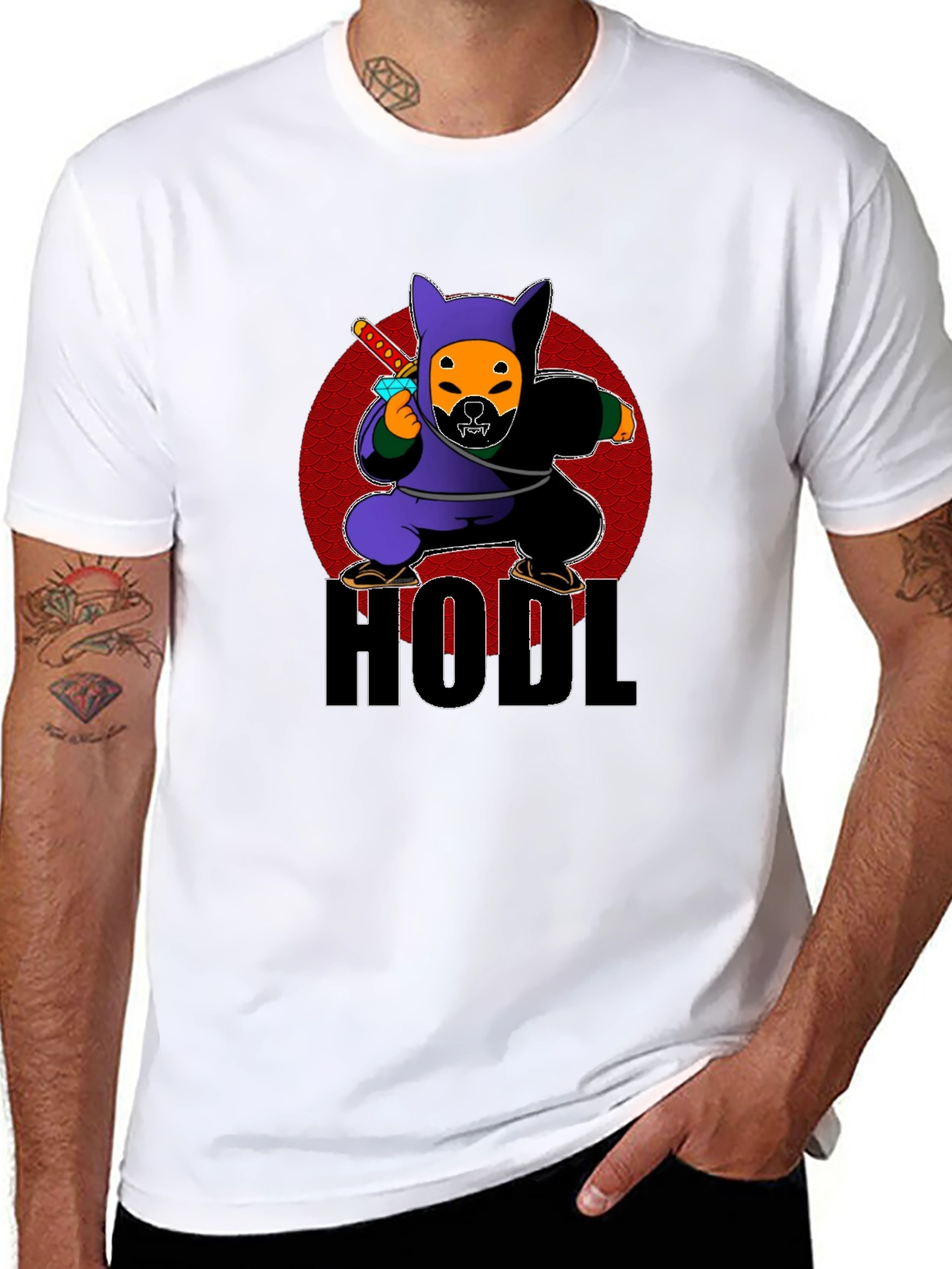 HODL Crypto Dog Ninja Graphic T-Shirt