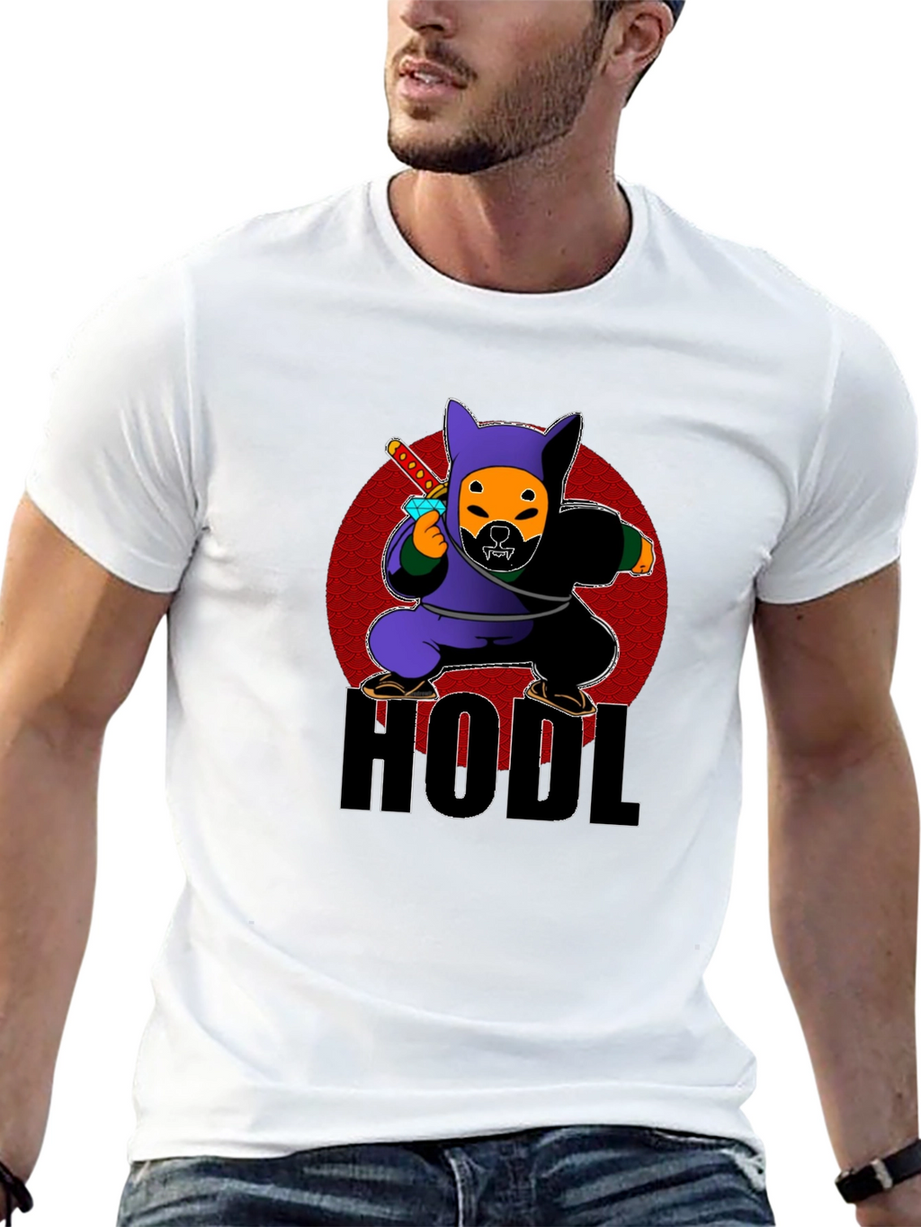 HODL Crypto Dog Ninja Graphic T-Shirt