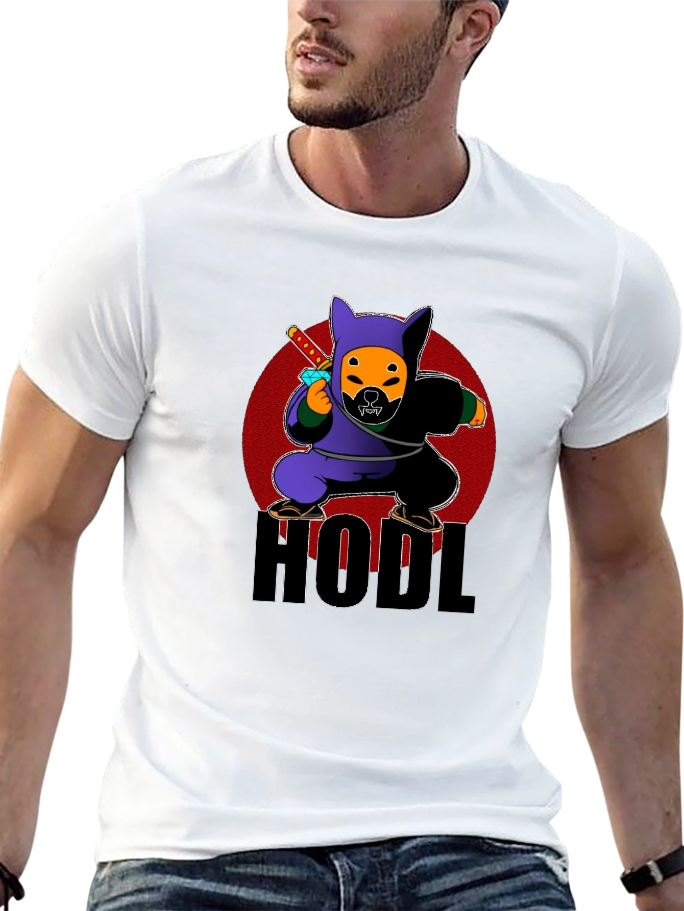 HODL Crypto Dog Ninja Graphic T-Shirt