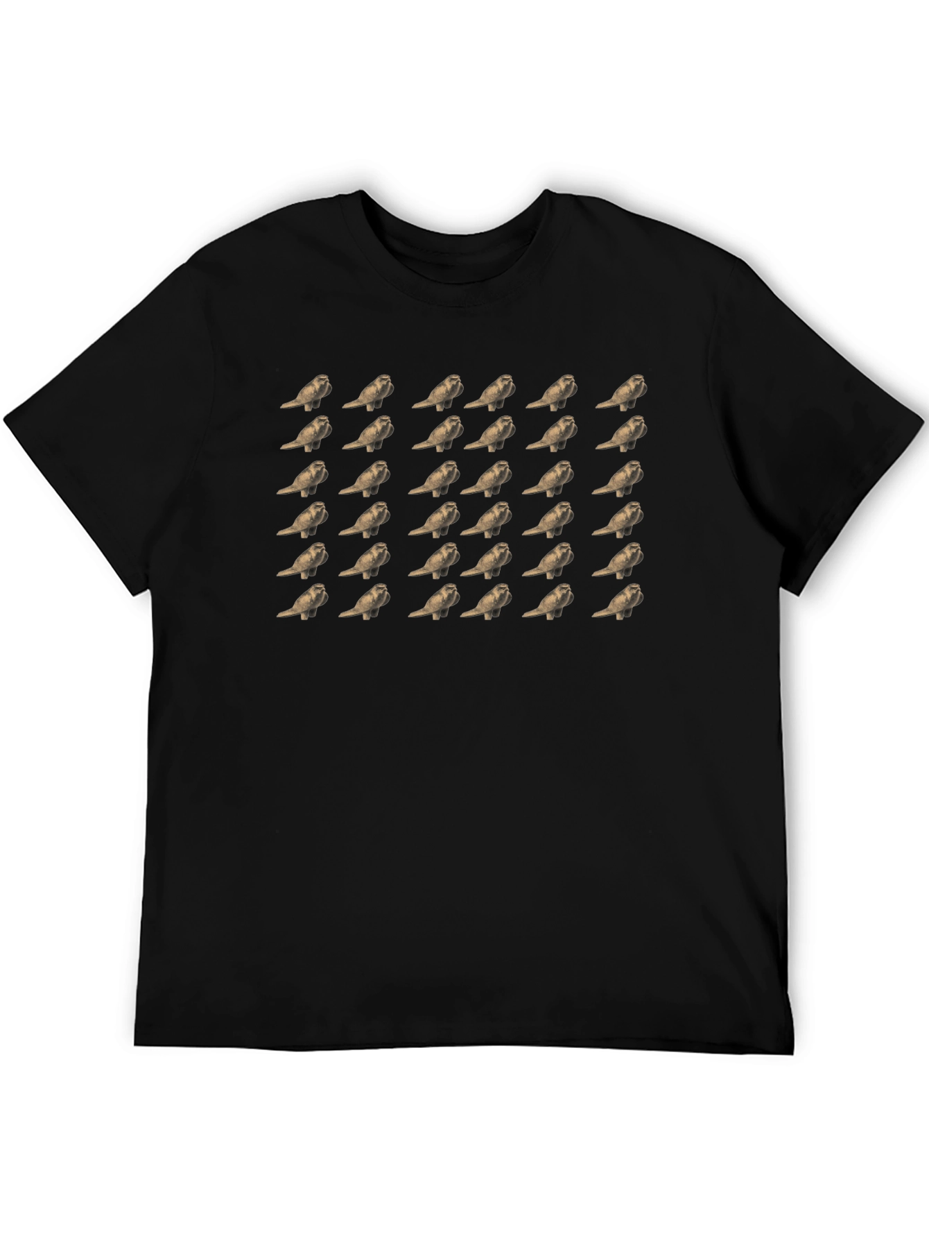 Patterned Bird Print Black T-Shirt