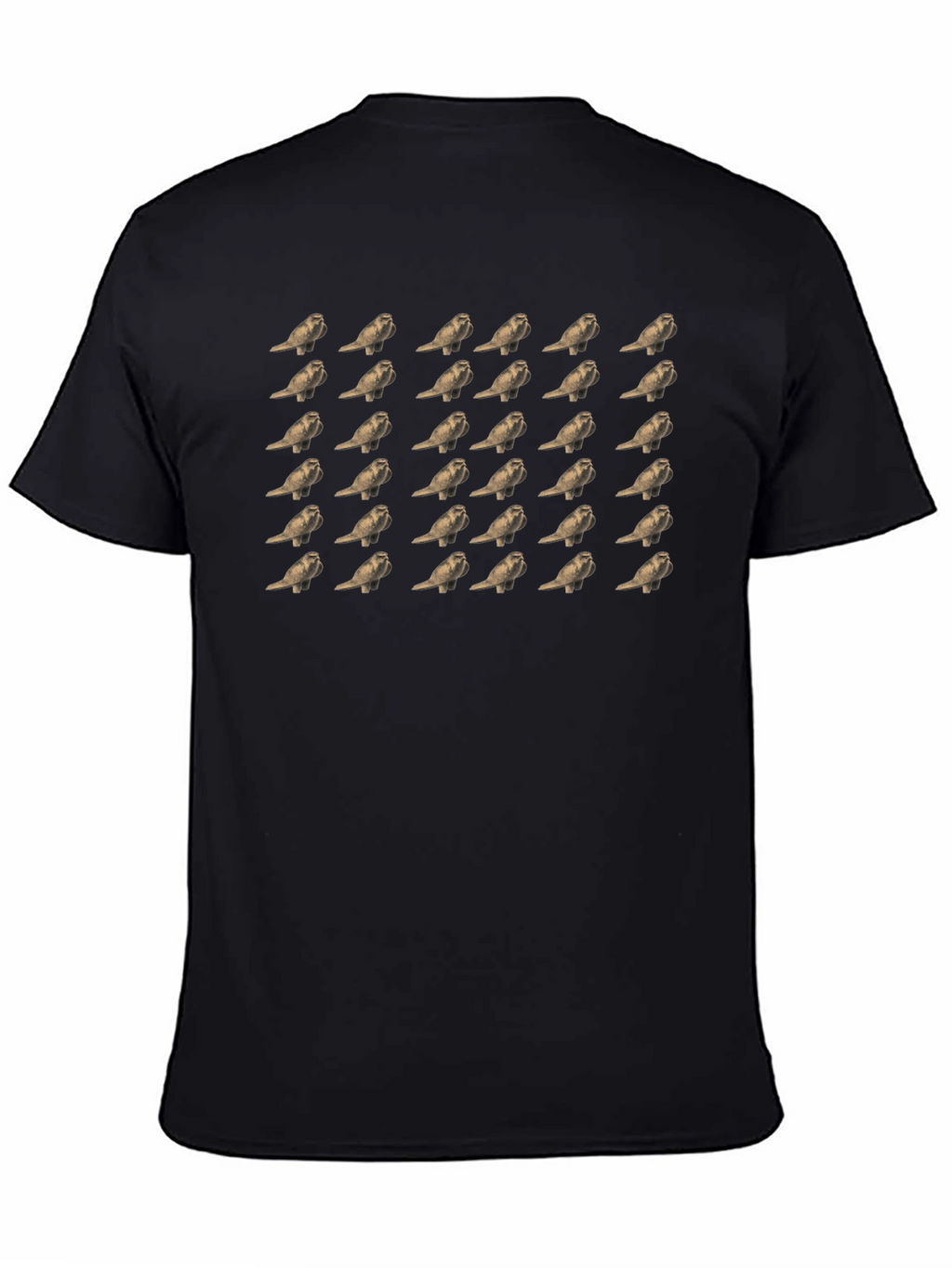 Patterned Bird Print Black T-Shirt